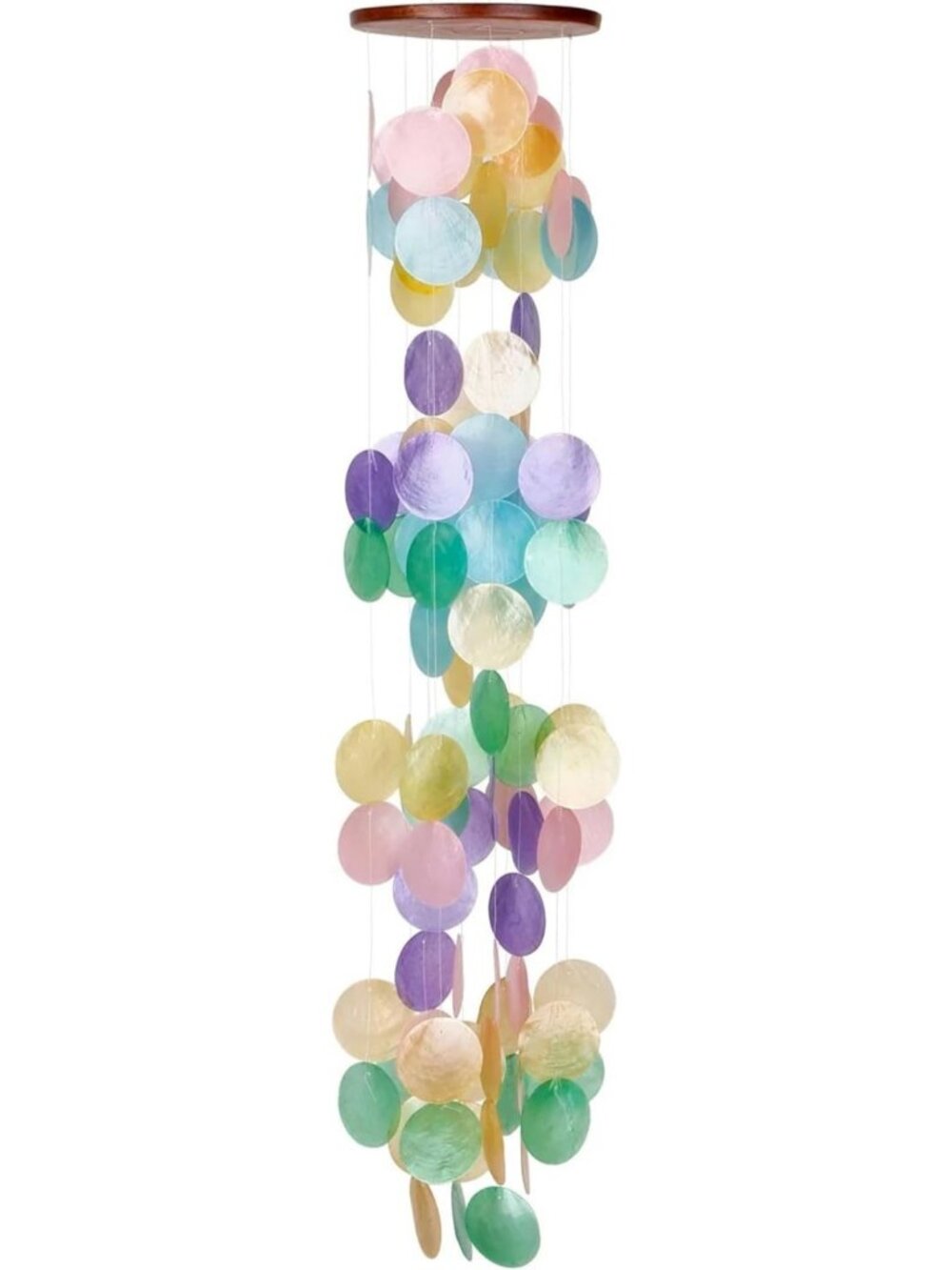 40'' Rainbow Capiz Wind Chimes - Outdoor Patio Garden Décor, Soothing Sounds